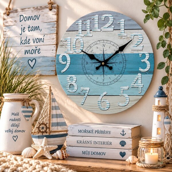 Nástěnné hodiny Beach Time Ø 34 cm 1990985