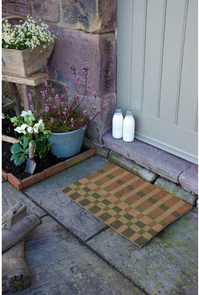 Rohožka z kokosového vlákna 40x60 cm Pink and Blue Check – Artsy Doormats