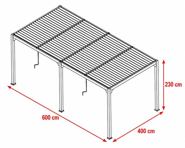 Hliníková bioklimatická pergola s lamelami 6 x 4 M