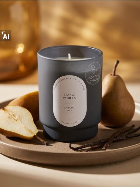 Sinsay - Vonná sójová svíčka Pear & Vanilla - černá
