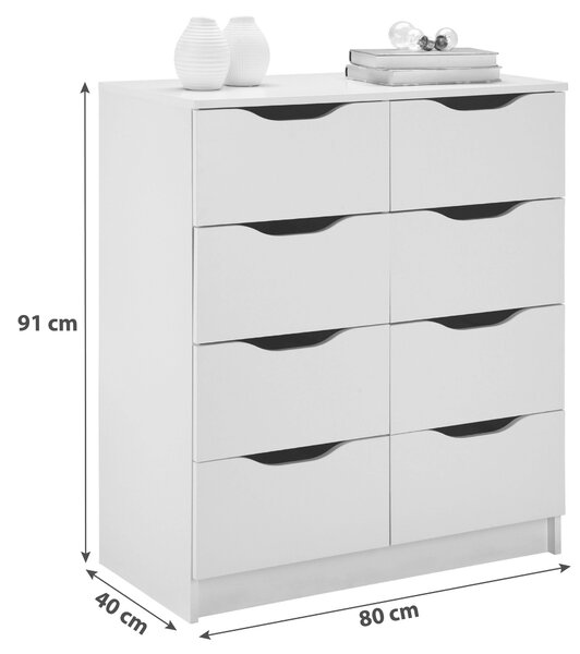 KOMODA, bílá, 80/91/40 cm MID.YOU - Široké komody, Online Only