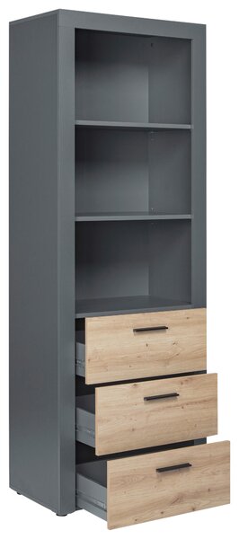 REGÁL, antracitová, dub artisan, 68,6/190/41,6 cm MID.YOU - Knihovny, Online Only