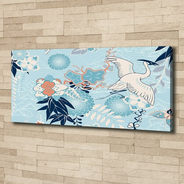 Foto obraz na plátně Jeřáb a květiny oc-59831388