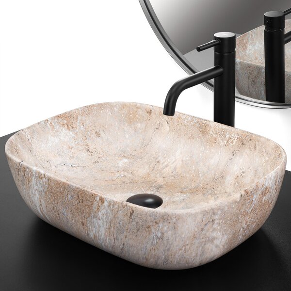 Rea Belinda Savana, umyvadlo na desku 460x330x135 mm, imitace kamene, REA-U3323