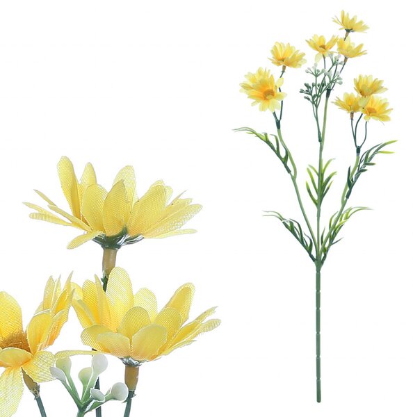 Kopretina se žlutými květy, květina umělá. S6026-YEL
