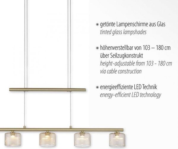 Paul Neuhaus Závěsné LED svítidlo HYDRA, 23W, d. 80 cm, 3000K Barva: Černá
