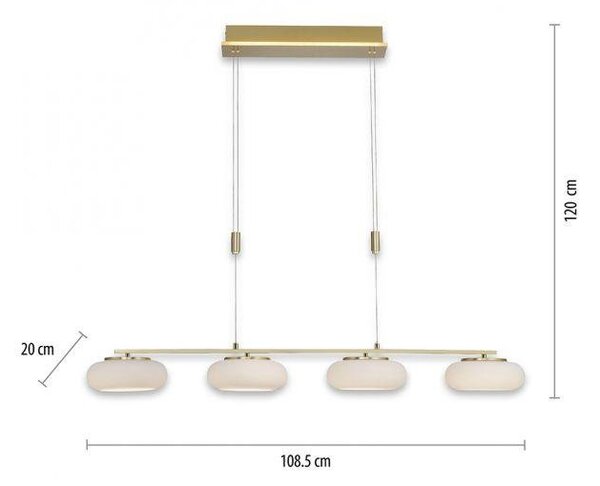 Paul Neuhaus Závěsné LED svítidlo Q-ETIENNE, 44W, d. 108,5 cm, CCT 2700-5000K Barva: Mosaz