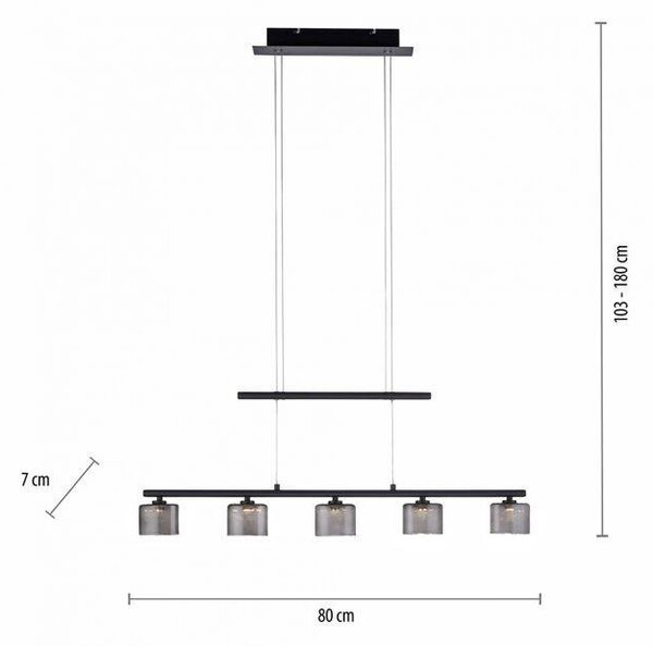Paul Neuhaus Závěsné LED svítidlo HYDRA, 23W, d. 80 cm, 3000K Barva: Černá