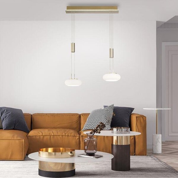 Paul Neuhaus Závěsné LED svítidlo Q-ETIENNE 25,5W, d. 65 cm, CCT 2700-5000K Barva: Mosaz