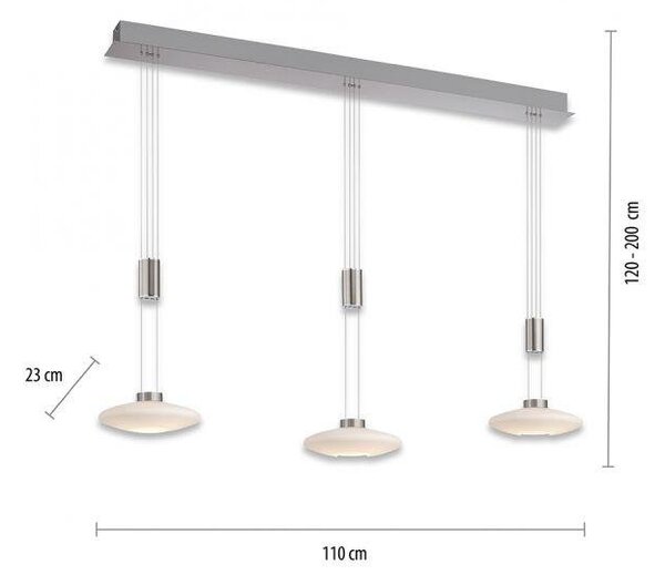 Paul Neuhaus Závěsné LED svítidlo LAUTADA, 26W, d. 116 cm, 3000K stmívatelné Barva: Stříbrná
