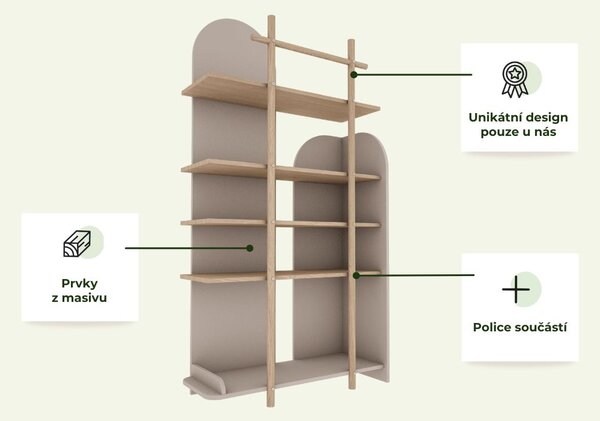 Designový úložný regál BLOOM s policemi