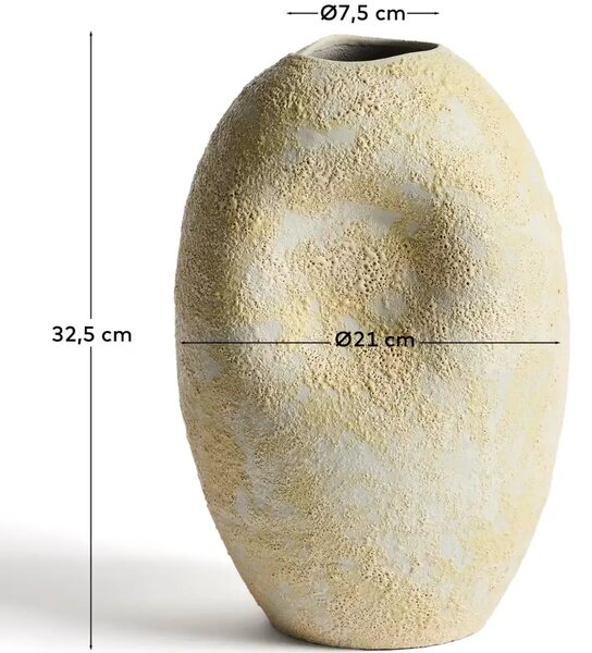 --25 % Dny MOMENTI– Kave Home Žlutá keramická váza Medira 32cm