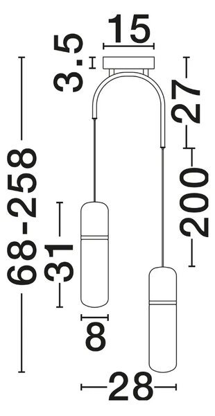 -25 % Dny MOMENTI– Nova Luce Zlaté skleněné závěsné LED světlo Norma 28 cm