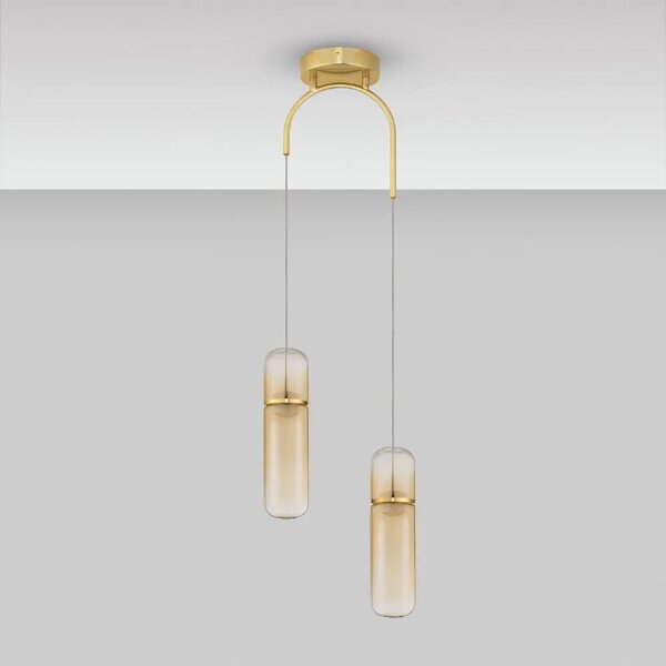 -25 % Dny MOMENTI– Nova Luce Zlaté skleněné závěsné LED světlo Norma 28 cm
