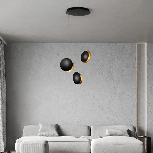 -25 % Dny MOMENTI– Nova Luce Černo-zlaté kovové závěsné LED světlo Shell 48 cm