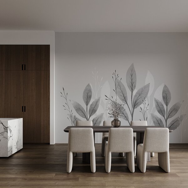 Fototapeta Elegantní černobílý motiv s rostlinnými motivy, Přírodní fototapety, Populární fototapety, t00723v2 - Tapeko.co.cz