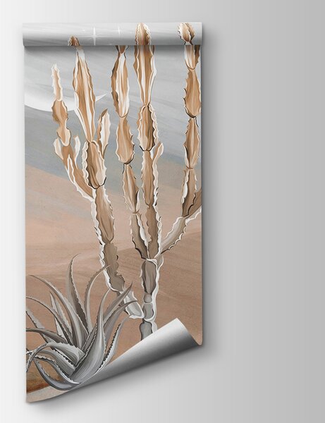 Fototapeta Pouštní krajina s kaktusy a palmami, 3D fototapety, Populární fototapety, u96444 - Tapeko.co.cz