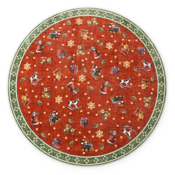 Červený/zelený kulatý koberec s vánočním motivem ø 160 cm Toy's Delight Nostalgic Noel Red Green – Villeroy&Boch