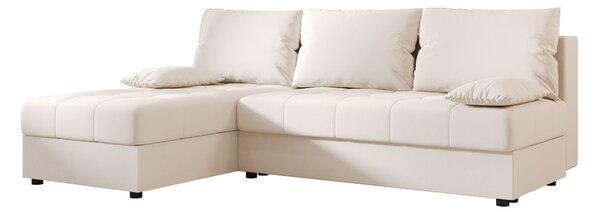 Rozkládací oboustranná sedací souprava do L VENORIA SLIM 200x143 cm, krémová + 2 polštářky ZDARMA