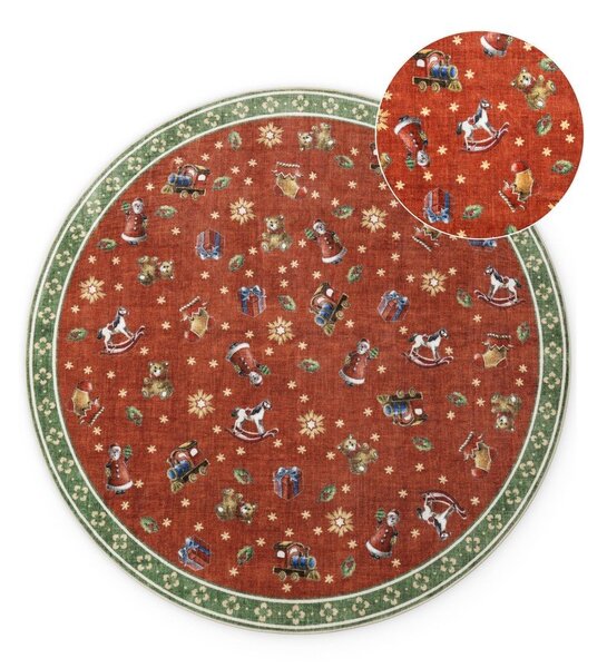 Červený/zelený kulatý koberec s vánočním motivem ø 160 cm Toy's Delight Nostalgic Noel Red Green – Villeroy&Boch