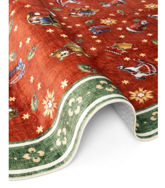 Červený/zelený kulatý koberec s vánočním motivem ø 160 cm Toy's Delight Nostalgic Noel Red Green – Villeroy&Boch