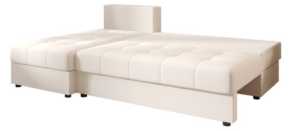 Rozkládací oboustranná sedací souprava do L VENORIA SLIM 200x143 cm, krémová + 2 polštářky ZDARMA