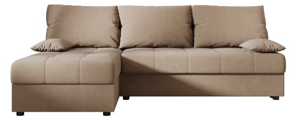 Rozkládací oboustranná sedací souprava do L VENORIA SLIM 200x143 cm, béžová + 2 polštářky ZDARMA