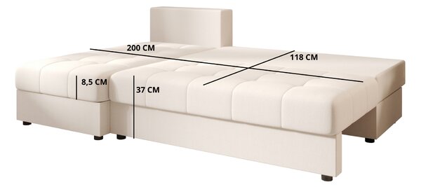 Rozkládací oboustranná sedací souprava do L VENORIA SLIM 200x143 cm, béžová + 2 polštářky ZDARMA