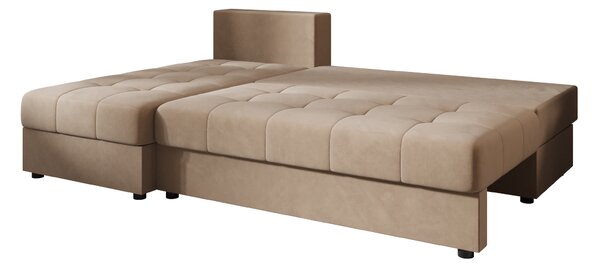 Rozkládací oboustranná sedací souprava do L VENORIA SLIM 200x143 cm, béžová + 2 polštářky ZDARMA