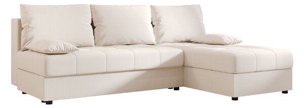 Rozkládací oboustranná sedací souprava do L VENORIA SLIM 200x143 cm, krémová + 2 polštářky ZDARMA