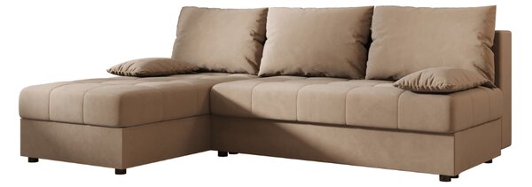 Rozkládací oboustranná sedací souprava do L VENORIA SLIM 200x143 cm, béžová + 2 polštářky ZDARMA