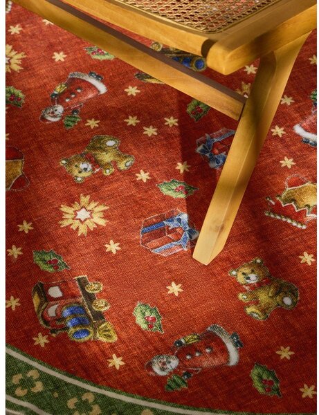 Červený/zelený kulatý koberec s vánočním motivem ø 160 cm Toy's Delight Nostalgic Noel Red Green – Villeroy&Boch