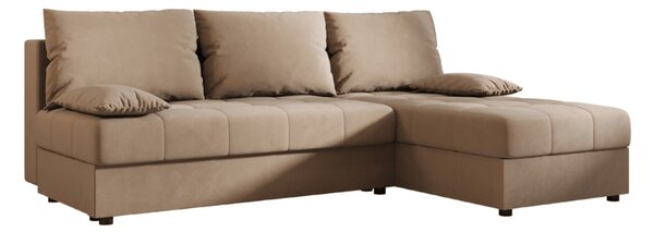 Rozkládací oboustranná sedací souprava do L VENORIA SLIM 200x143 cm, béžová + 2 polštářky ZDARMA