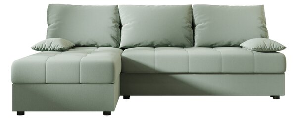 Rozkládací oboustranná sedací souprava do L VENORIA SLIM 200x143 cm, světle zelená + 2 polštářky ZDARMA