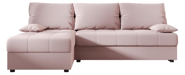 Rozkládací oboustranná sedací souprava do L VENORIA SLIM 200x143 cm, pudrově růžová + 2 polštářky ZDARMA