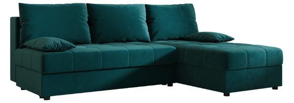 Rozkládací oboustranná sedací souprava do L VENORIA SLIM 200x143 cm, petrolejová + 2 polštářky ZDARMA