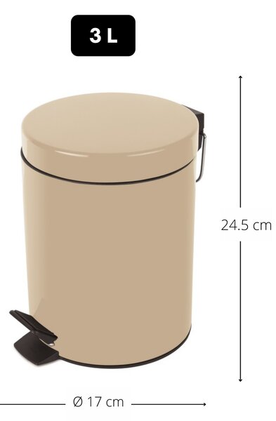 Spirella pedálový odpadkový koš SYDNEY, pískově béžová, ocel, 3 L