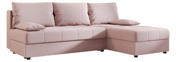 Rozkládací oboustranná sedací souprava do L VENORIA SLIM 200x143 cm, pudrově růžová + 2 polštářky ZDARMA