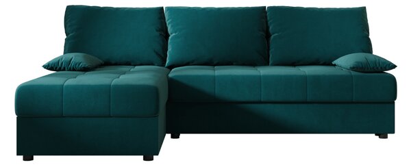 Rozkládací oboustranná sedací souprava do L VENORIA SLIM 200x143 cm, petrolejová + 2 polštářky ZDARMA