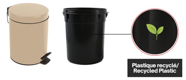 Spirella pedálový odpadkový koš SYDNEY, pískově béžová, ocel, 3 L