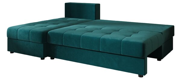 Rozkládací oboustranná sedací souprava do L VENORIA SLIM 200x143 cm, petrolejová + 2 polštářky ZDARMA