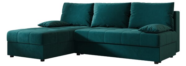 Rozkládací oboustranná sedací souprava do L VENORIA SLIM 200x143 cm, petrolejová + 2 polštářky ZDARMA