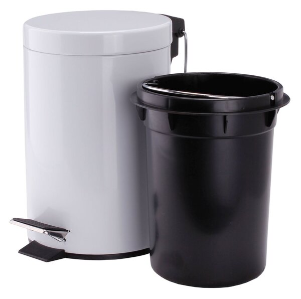 MSV pedálový odpadkový koš UNIS, bílá ocel, 3 L