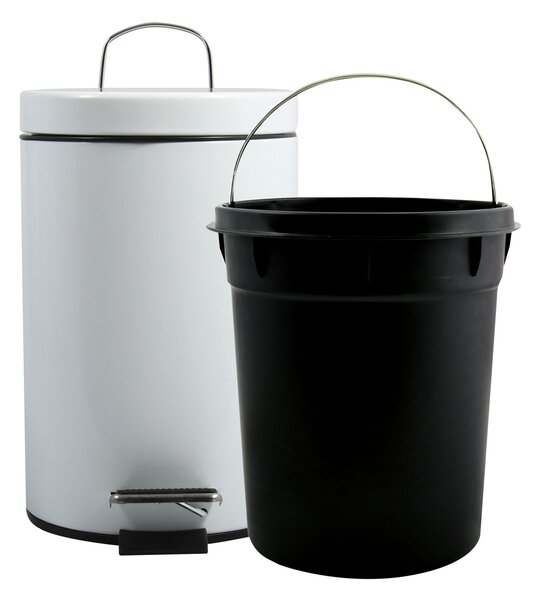 MSV pedálový odpadkový koš UNIS, bílá ocel, 3 L
