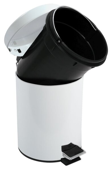 MSV pedálový odpadkový koš UNIS, bílá ocel, 3 L