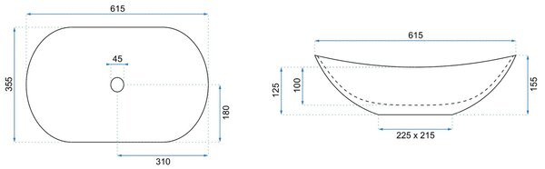 Rea Royal, umyvadlo na desku 615x355x155 mm, zelená matná, REA-U6372