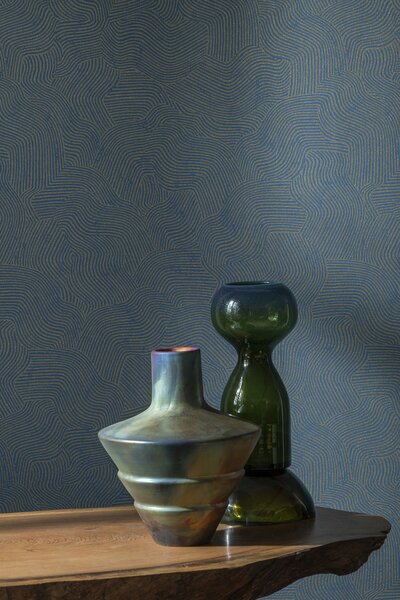 Modro-zlatá geometrická vliesová tapeta na zeď, BA26092, Brazil, Decoprint