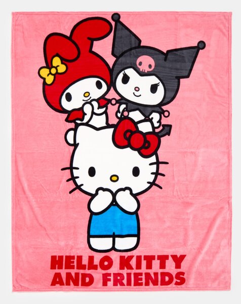 Sinsay - Deka s potiskem Hello Kitty - pastelová růžová