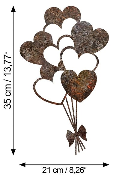 Wallity Nástěnná kovová dekorace Rusty Heart 1 vícebarevná