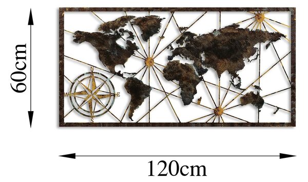 Wallity Nástěnná kovová dekorace World Map Large 1 vícebarevná